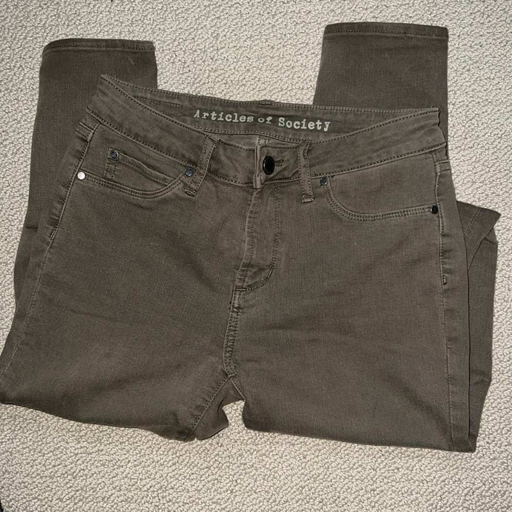 Articles of Society army green skinny jeans